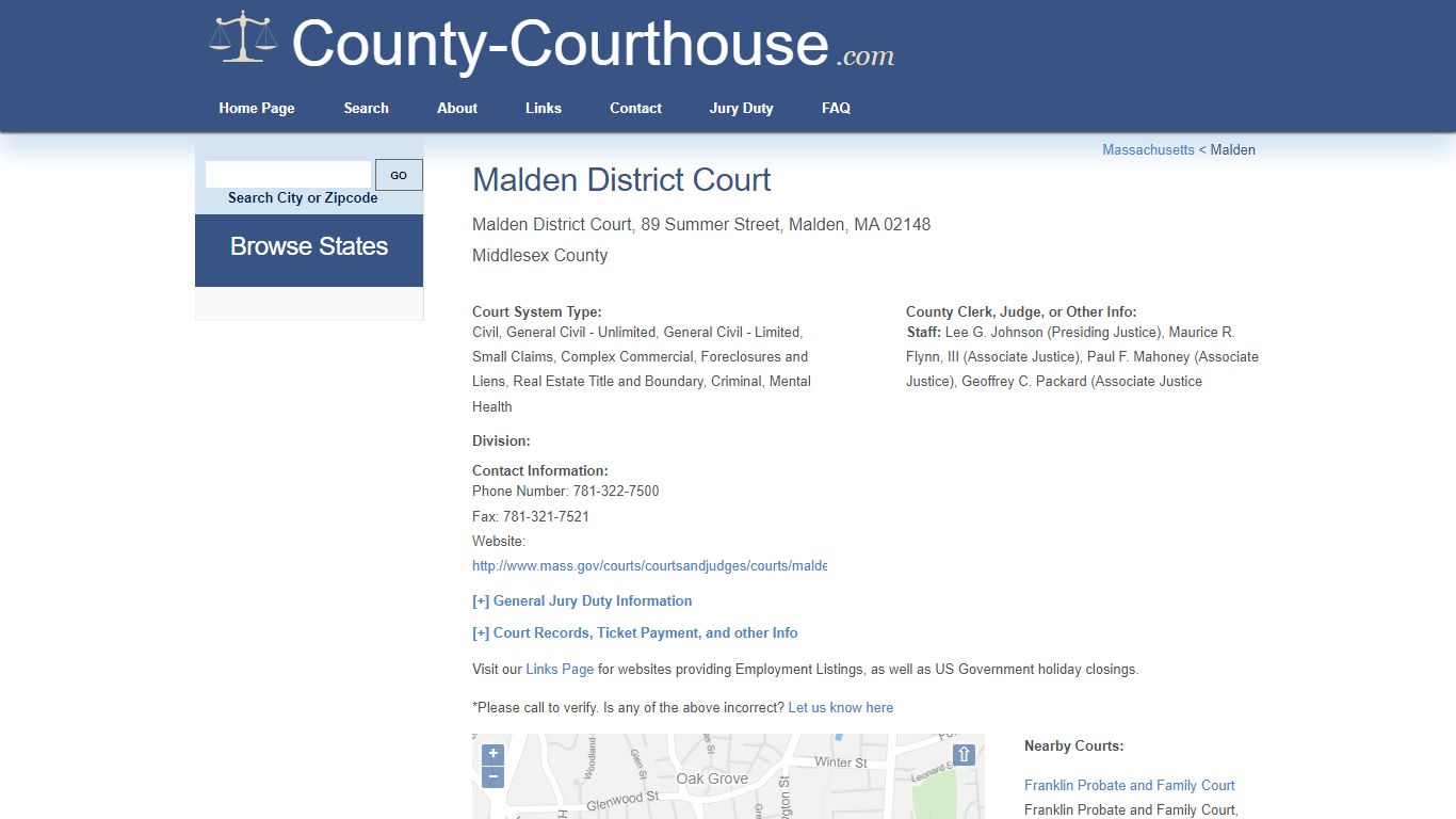 Malden District Court in Malden, MA - Court Information